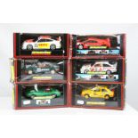 Six boxed Scalextric slot cars to include C251 BMW 318i ESSO Ultron, C456 Ford Cosworth, C2030