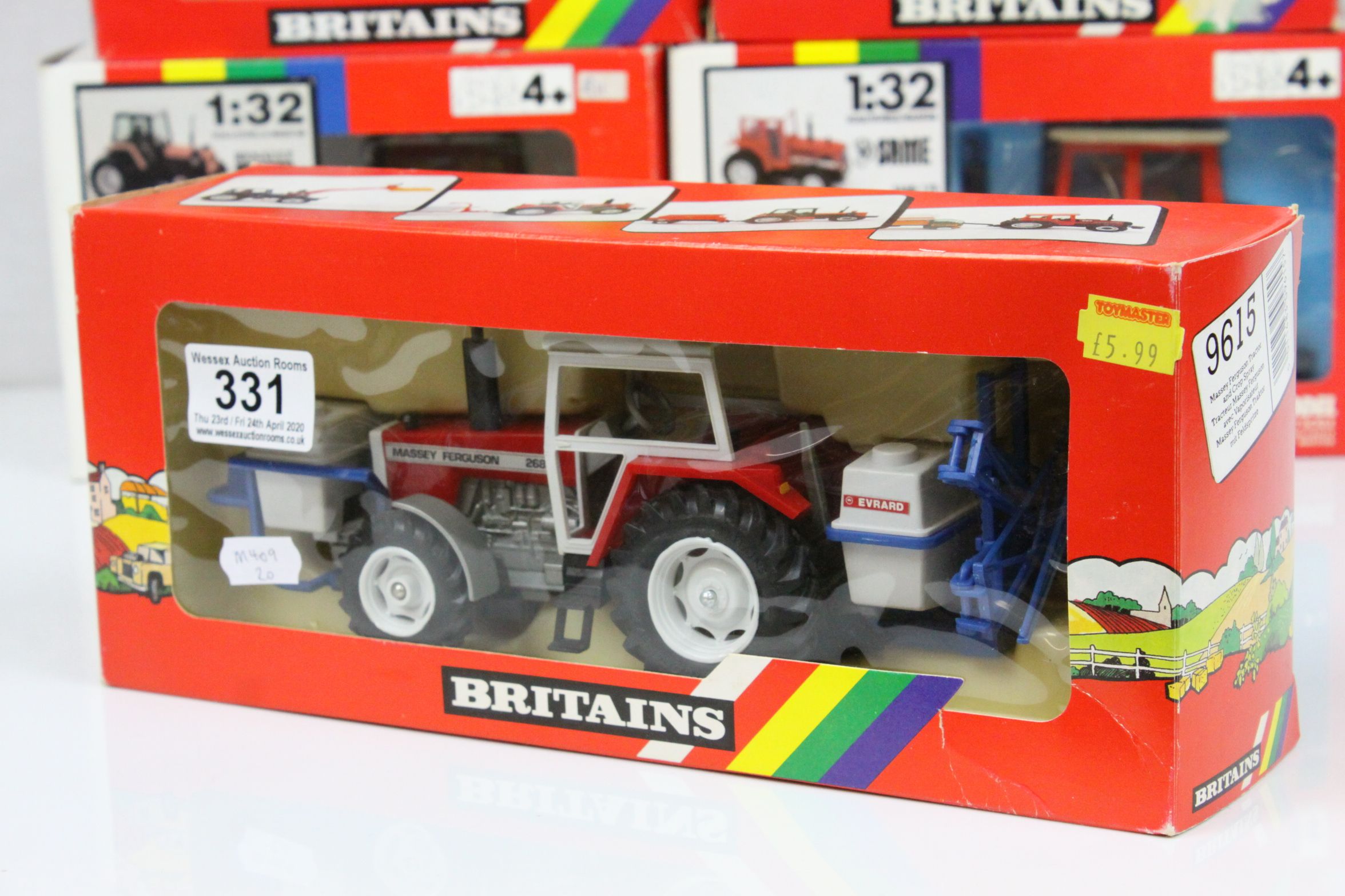 Eight boxed 1:32 Britains model tractors to include 9498 Renault TZ16 Double Rear Wheeled Tractor ( - Image 3 of 17