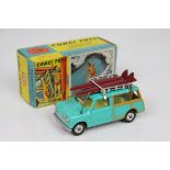 Boxed Corgi 485 Surfing with the BMC Mini Countryman diecast model with figure and 2 x surfboards,