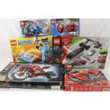 Six boxed Lego sets to include Technic 8420 Street Bike, Cars 2 8638, 3 x Racers (8142, 8668 & 8380)