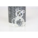 Boxed Swarovski crystal teddy bear figurine, black eyes and nose, height approximately 7cm