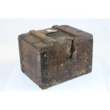 Early 20th century Rustic Pine Egg Box with Iron Fittings, the hinged lid opening to reveal four