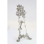 Art Nouveau White Metal Table Top Picture Easel with Fairy & Cherub Decoration, 29cms high