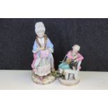 Two 19th century Porcelain Figures each marked with an underglazed cross-swords mark to base,