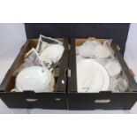 English Fine Bone China Dinner Service for 6, white with gilt edging, including lidded tureens, 3