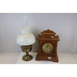19th century Oak Cased American Ansonia Co. Mantle Clock with Eight Day Syria Strike, Gilt Dial with