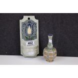 Small Royal Doulton Stoneware Bottle Necked Vase, 13cms high together with Stoneware Water Font with