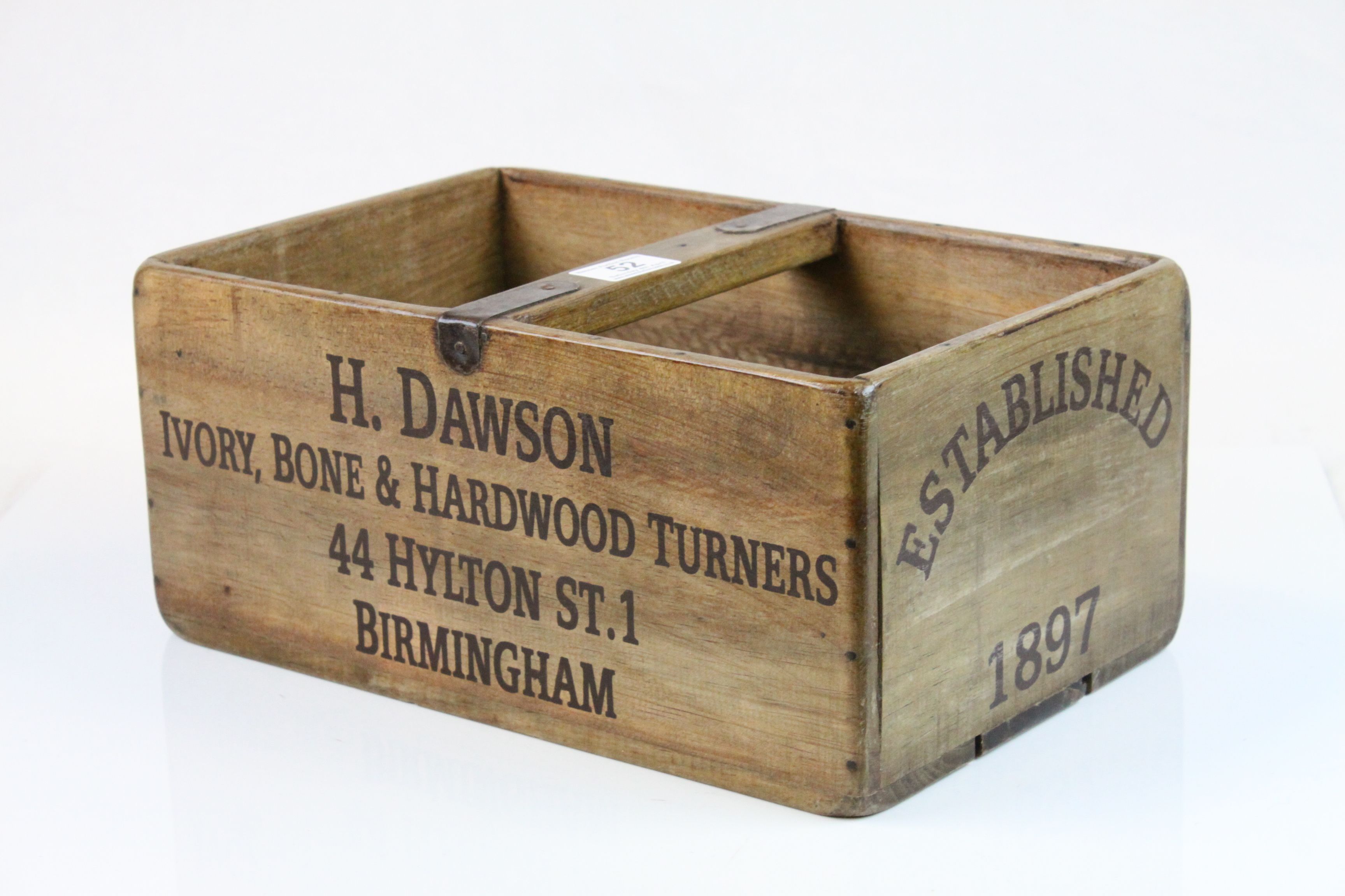 Wooden Trug marked ' H Dawson, Ivory, Bone & Hardwood Turners '