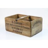 Wooden Trug marked ' H Dawson, Ivory, Bone & Hardwood Turners '