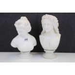 Two Parian Ware Busts including Ophelia after the sculpture W O Mrashall RA for the Crystal Palace