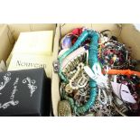 Two boxes of mixed costume jewellery