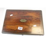 19th century Rosewood and Brass Inlaid Writing Slope Box, 38cms wide x 14cms high