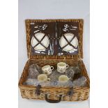 W. Gadsby & Sons Wicker Picnic Basket fitted with four cups, saucers, plates and cutlery