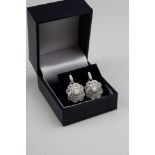 Pair of silver CZ and opal earrings