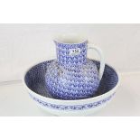 Victorian Blue and White ' B.W.M & Co ' Pekin Washbowl and Jug Set