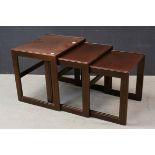 G-Plan Nest of Three Tables, label to underside, largest 53cms wide x 49cms high