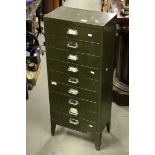 Industrial / Office ' Stor All Steel ' Green Nine Drawer Filing Cabinet, 99cms high x 41cms wide