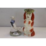 Royal Copenhagen Figure of a Lady with Goose model no. 528, 19.5cms high together with a