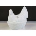 Opaque Moulded Glass Nesting Hen Egg Basket