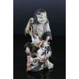 Chinese Soapstone Figure of Liu Hai and his three legged toad, 22cms high