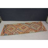 Vegetable Dye Wool Chobi Kilim Runner, 195cms x 69cms