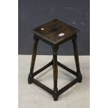 Georgian oak stool with barrel and turned legs