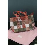 Radley Woven Leather Grab Bag / Handbag with Scottie Dog Tag, 26cms wide, with Pink Radley Dust Bag
