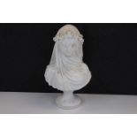 Parian Ware Style Bust of The Veiled Bride after R Monti, 32cms high