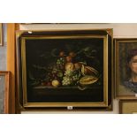 Oil Painting, Still Life Fruit and Vegetable in Gilt Frame, signed, 60cms x 50cms