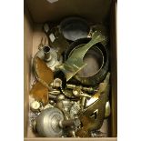 Mixed Lot of Brassware including a Pair of Indian Brass Bottle Neck Vases, other Indian Brass,