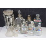 Collection of 19th century Glassware including Five Decanter / Dressing Table Bottles, the shoulders