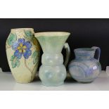 1920's / 30's Denby Moulded Relief Jug together with Kensington Vase and a Sylvac Jug