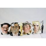 Collection of four Royal Doulton Toby jugs from the celebrity collection to include Jimmy Durante,