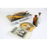 box of collectibles to include antique spectacles,bottles sewing items compasses etc.