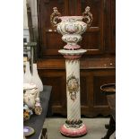 Large Late 19th century Austrian Eichwald Ceramic Jardiniere on Stand with moulded decoration in the