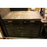 Early 20th century Oak Plan Chest of Six Long Drawers, splits into two sections, each drawer with