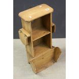 Small Pine Hanging Kitchen Wall Shelf with Drop Flaps to side, 69cms high