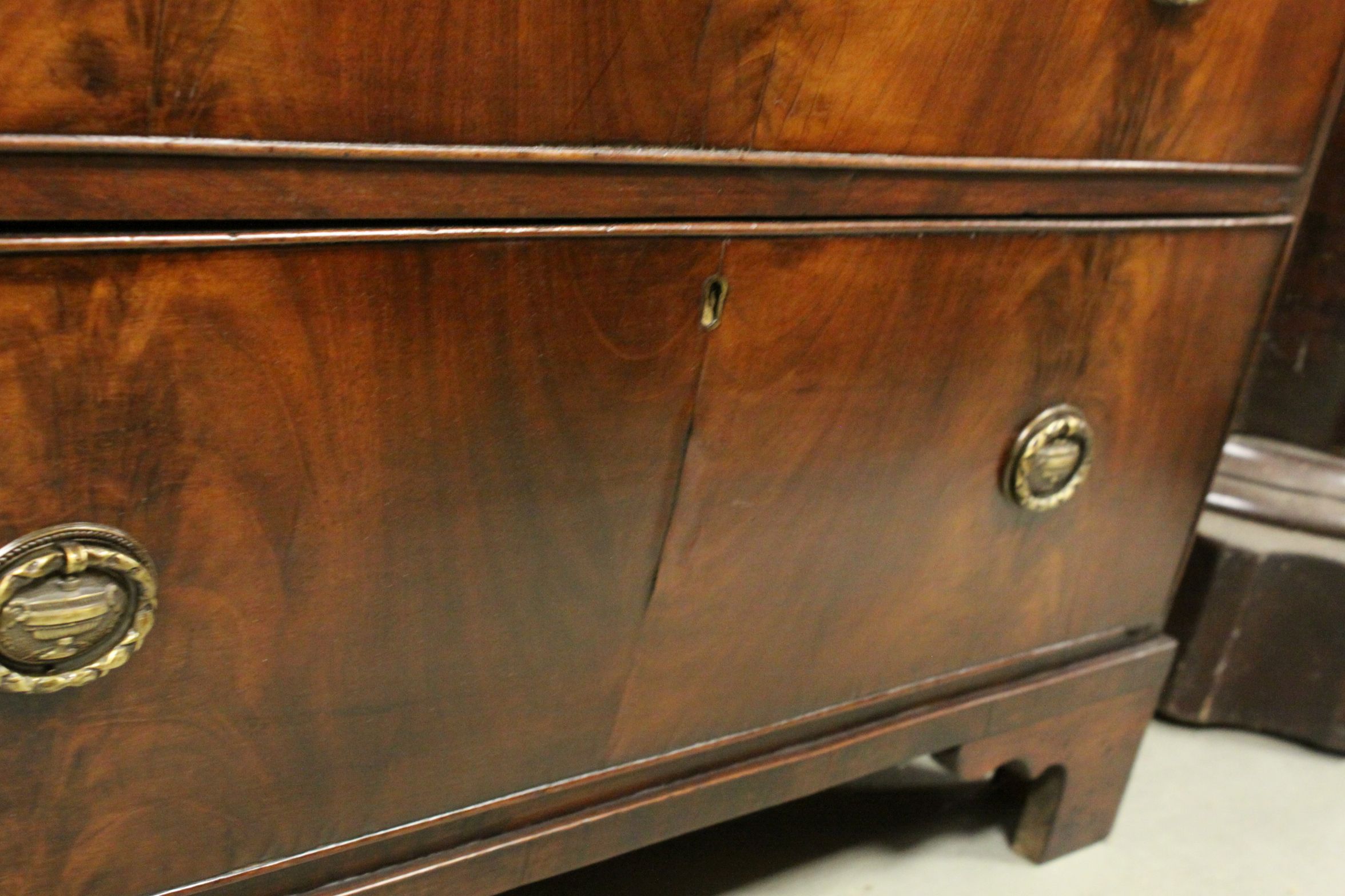 Georgian mahogany chest of three long and two short drawers on bracket feet - Image 8 of 9