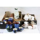 Ceramics including a Collection of Torquay Motto Ware including a figure of a woman together with