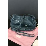 Radley Dark Blue Shoulder Handbag with Stitched Star Design, Scottie Dog Tag, 31cms wide, with