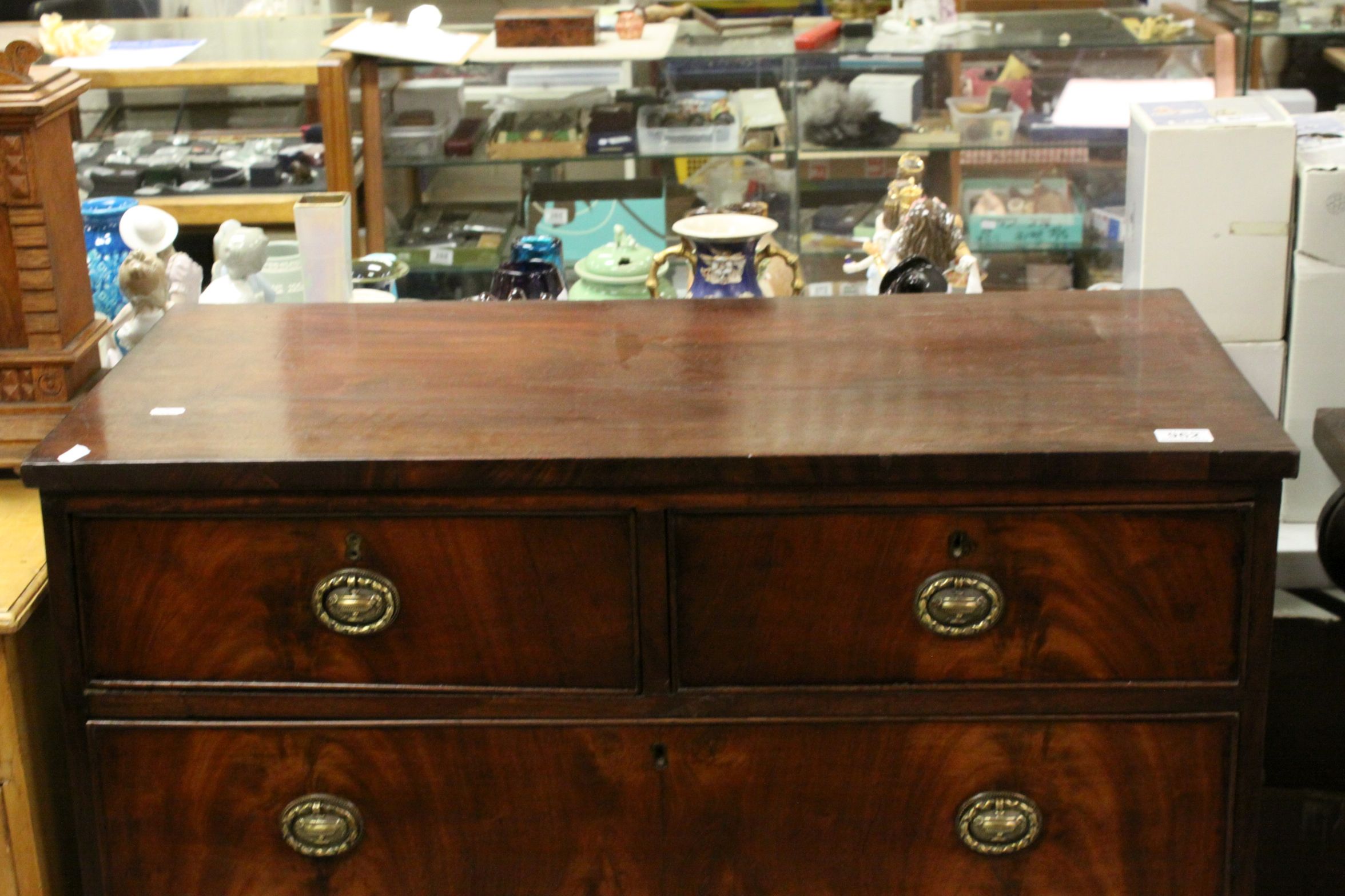 Georgian mahogany chest of three long and two short drawers on bracket feet - Image 2 of 9