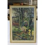 Oil on Canvas of Impressionist Woodland Scene, signed lower left A Rossiter ?, 50cms x 75cms,
