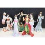 Five Coalport Limited Edition Figurines including Art Deco Rio Rita, Madam Butterfly, Deliah, Aida