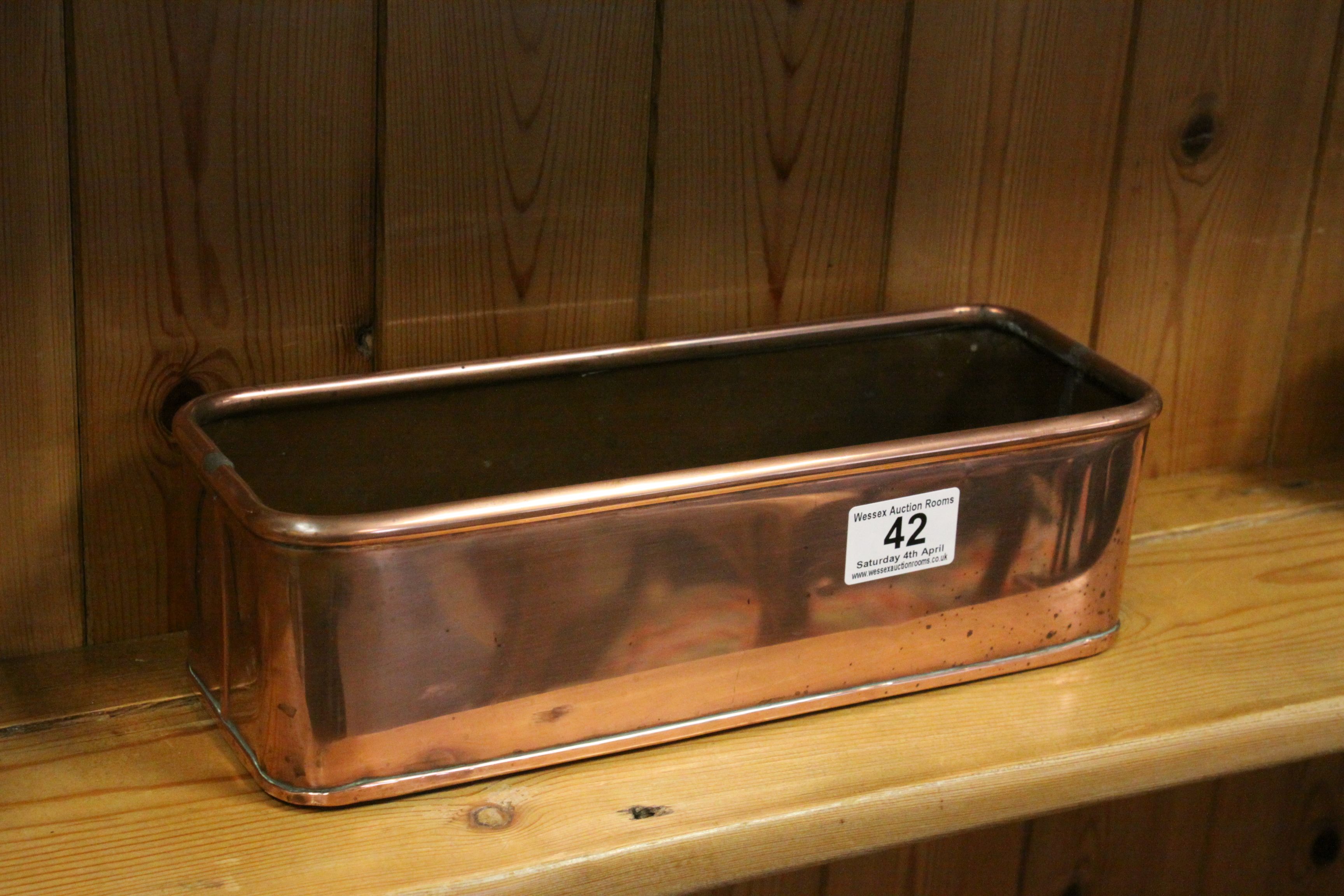 Copper Rectangular Planter, 30cms long