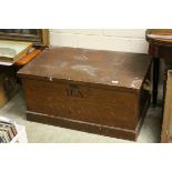 Victorian Pine Blanket Box marked HA to front, the lid opening to reveal a candle tray (one carrying