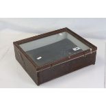 Wooden Framed Table Top Display Case with glazed hinged lid, 37cms x 29cms x 12cms high