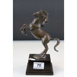 Bronze Model of a Rearing Horse on Plinth signed Kim B, 23cms high