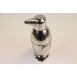Silver plated cocktail shaker in the form of a penguin