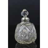 Birmingham 1908 silver collar cut glass scent bottle, Gervase E Wheeler maker
