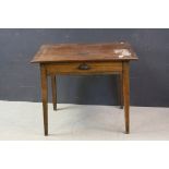French Table with single drawer raised on an Oak Base with Square Tapering Legs, 93cms wide x